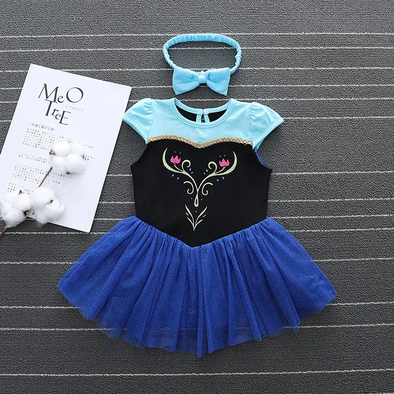 Princess Style Blue Black Skirted Dress for Baby - Image 3