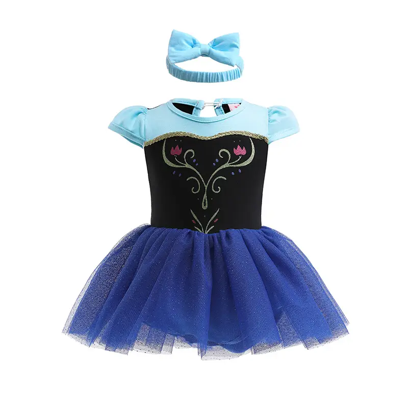 Princess Style Blue Black Skirted Dress for Baby - Image 5