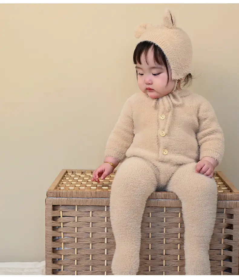 Baby Bear Hooded Mink Fur Foot Jumpsuit Brown — feature 37