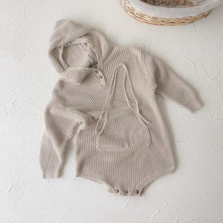 2026 Baby Hooded Romper Knitted Sweater Unisex - Image 2