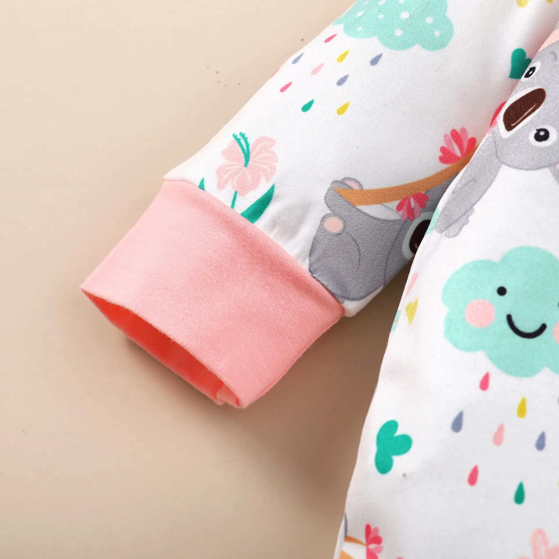 Cute Koala Printed Baby One-Piece Set Pink Bow - Image 4
