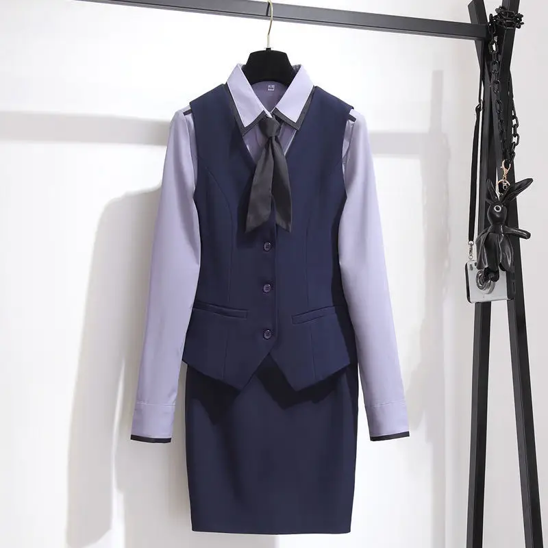 Women's Navy Blue Professional Vest Suit Small - Image 11