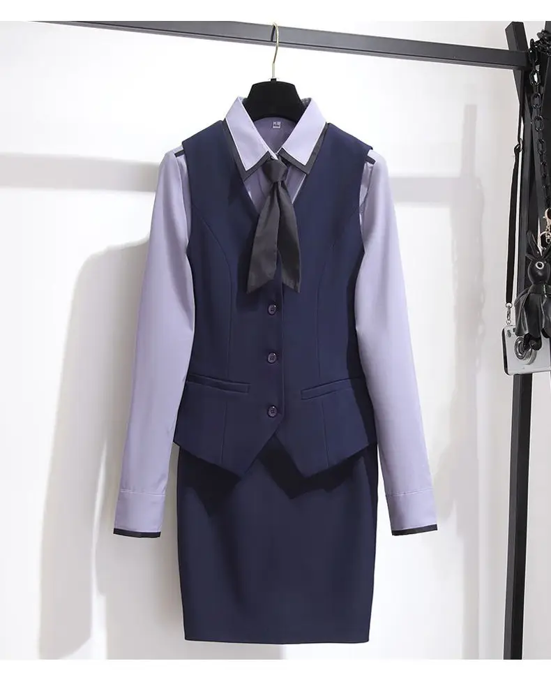 Women's Navy Blue Professional Vest Suit Small — feature 16