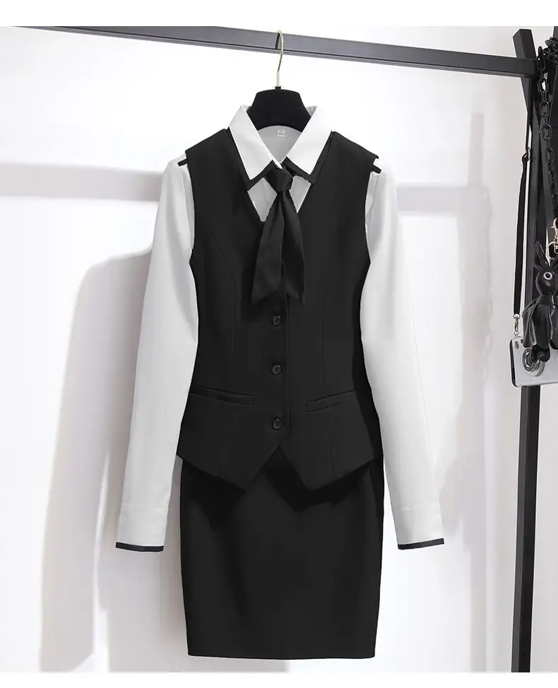 Women's Navy Blue Professional Vest Suit Small — feature 17
