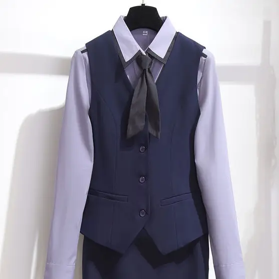 Women's Navy Blue Professional Vest Suit Small - Image 2