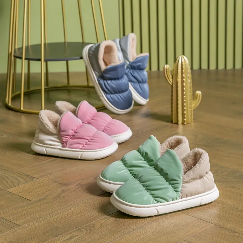 Cotton-padded slippers women's indoor home waterproof non-slip fleece-lined thick warm couple household cotton-padded shoes factory wholesale - Image 7