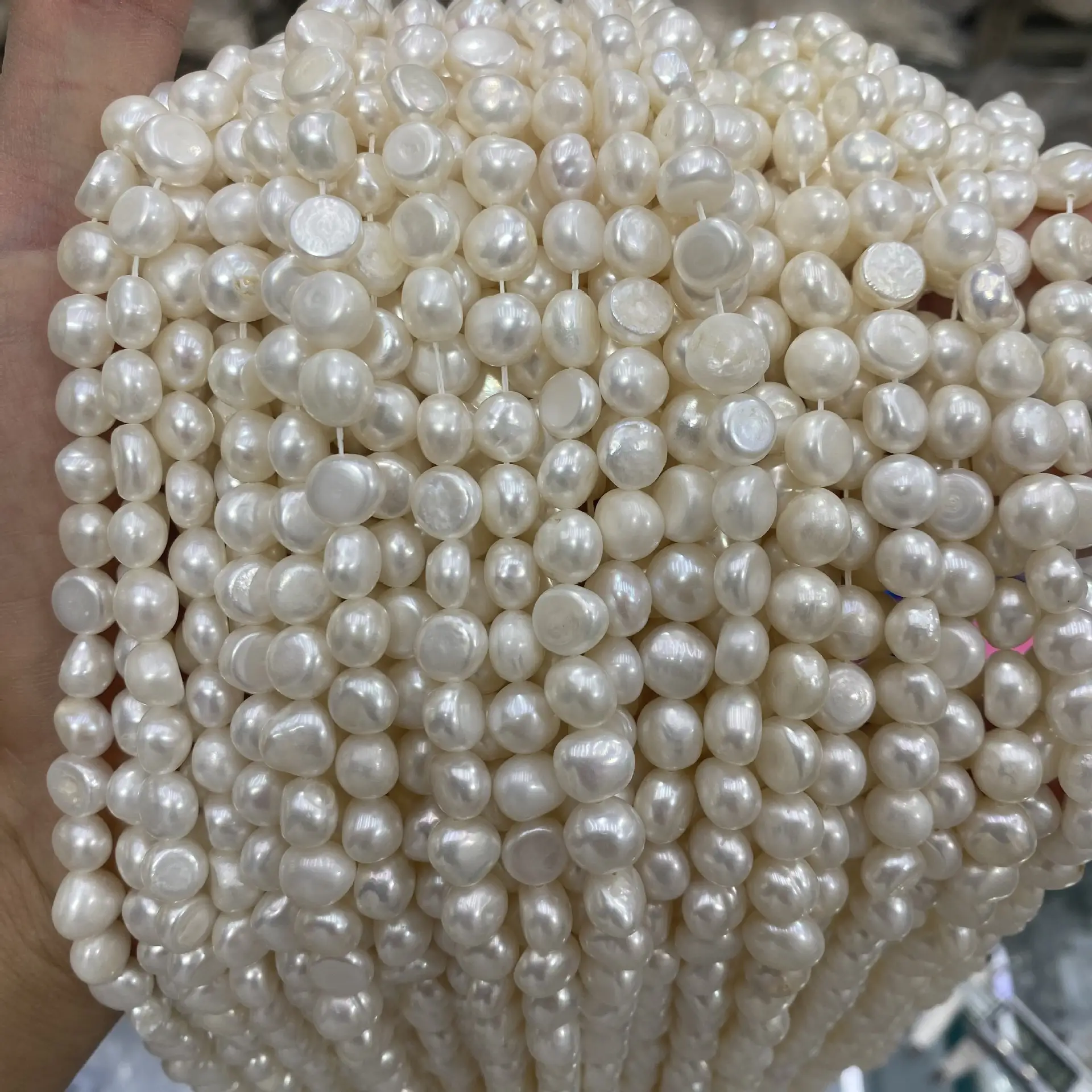 9-10mm Natural Freshwater Pearl Loose Beads Baroque Shape - Image 3