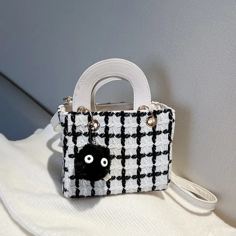 Wool Plaid Shoulder Bag Black 2022 - Image 7