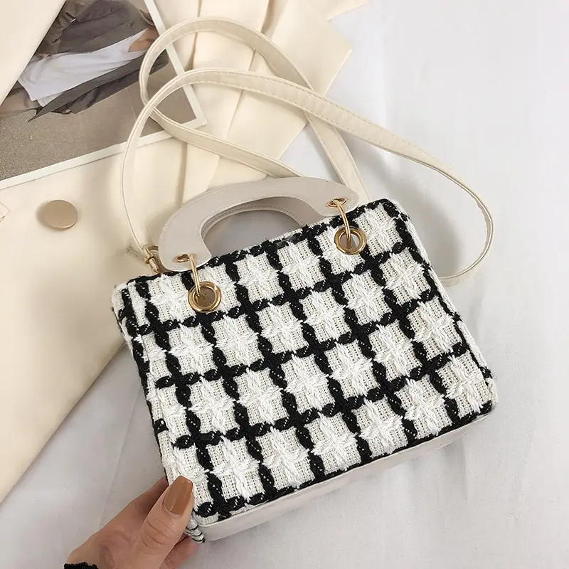 Wool Plaid Shoulder Bag Black 2022 - Image 2