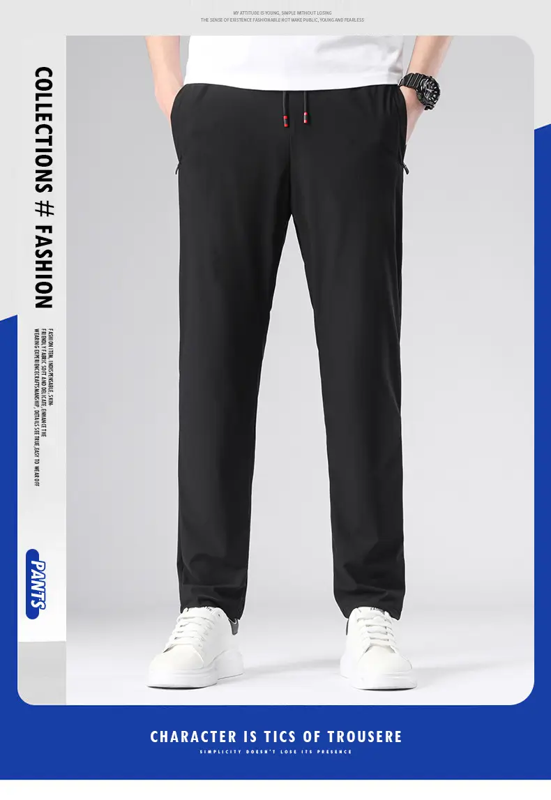 Men Ice Silk Toe Pants Black Sports Casual Wholesale — feature 1