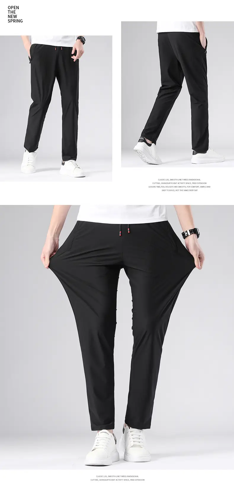 Men Ice Silk Toe Pants Black Sports Casual Wholesale — feature 10