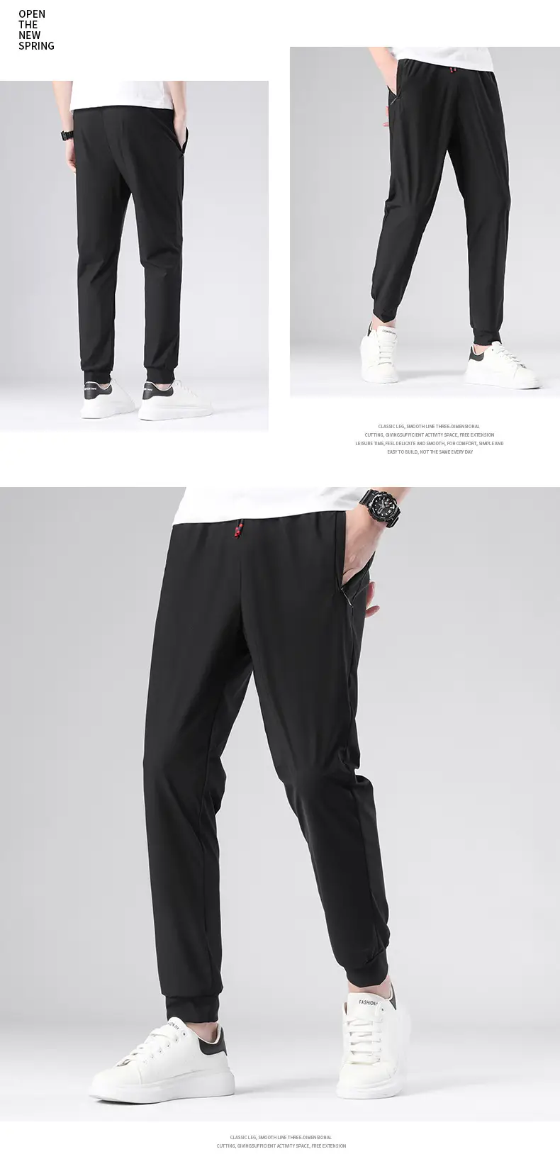 Men Ice Silk Toe Pants Black Sports Casual Wholesale — feature 12