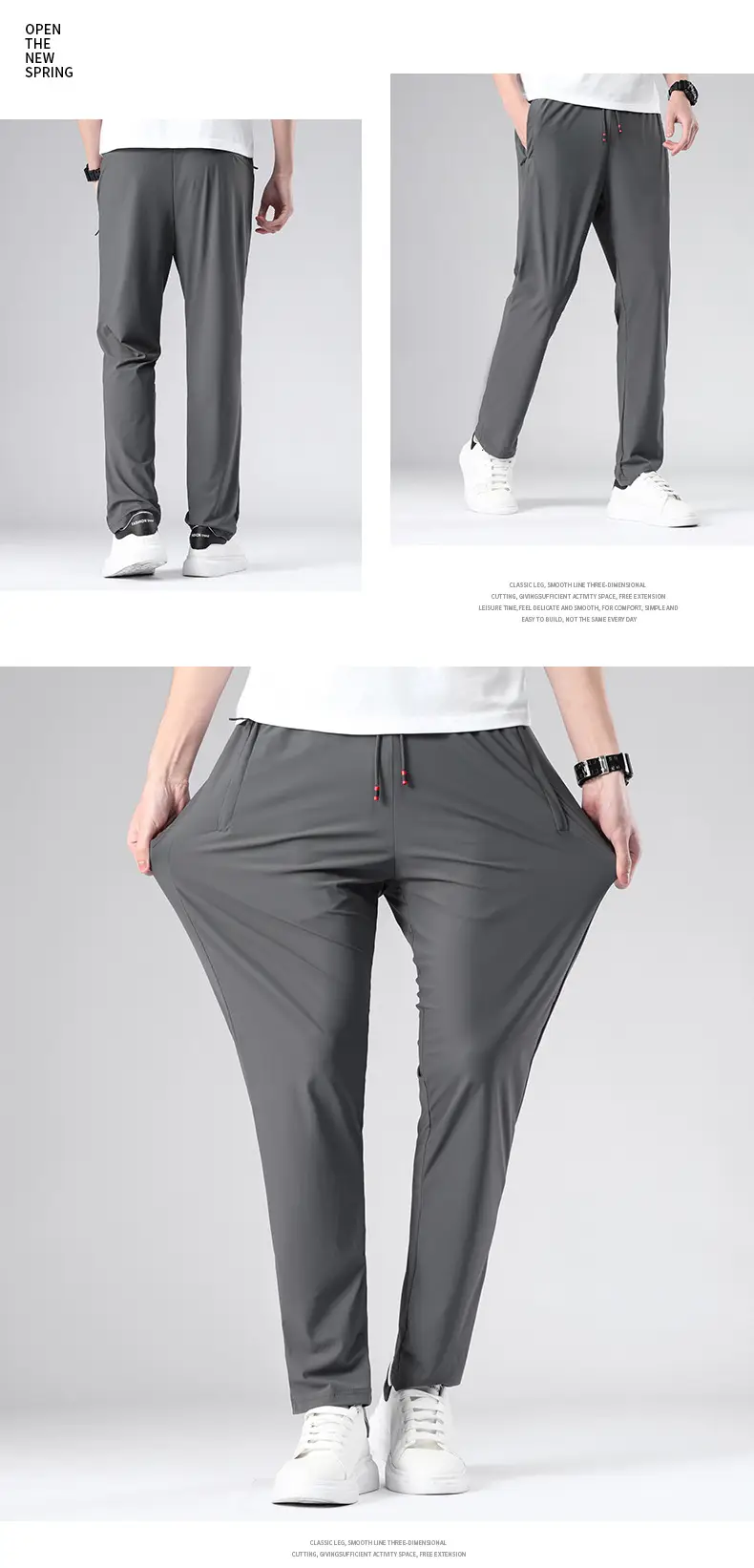 Men Ice Silk Toe Pants Black Sports Casual Wholesale — feature 14