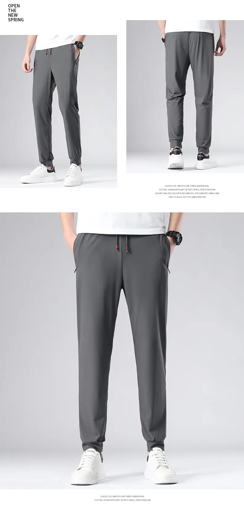 Men Ice Silk Toe Pants Black Sports Casual Wholesale — feature 16