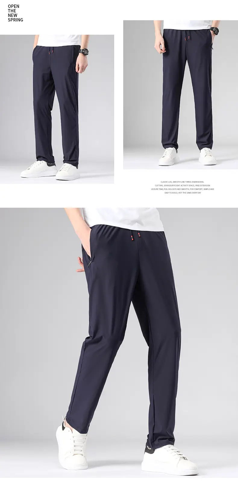 Men Ice Silk Toe Pants Black Sports Casual Wholesale — feature 18