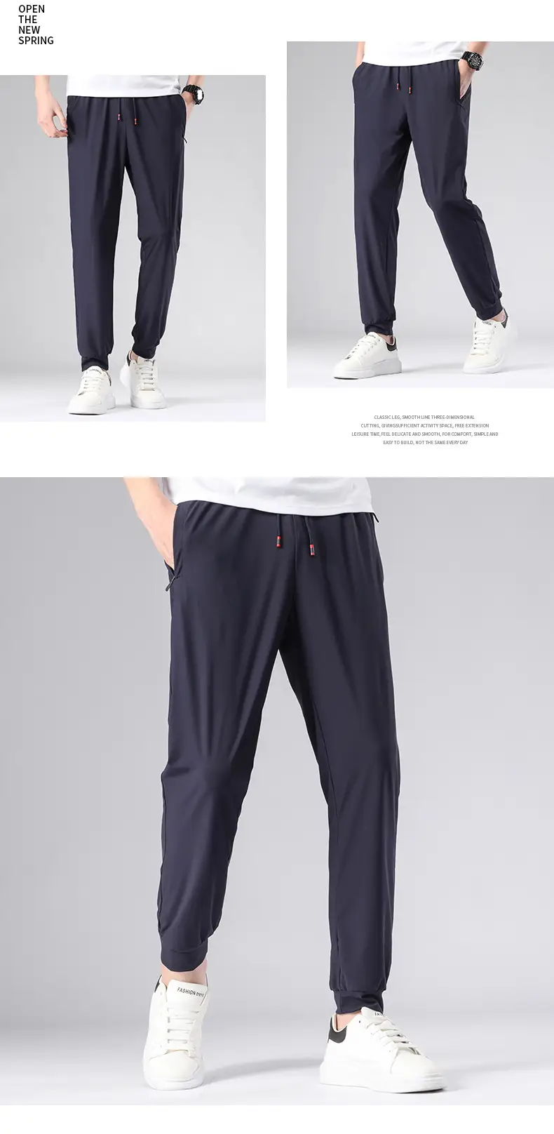Men Ice Silk Toe Pants Black Sports Casual Wholesale — feature 20