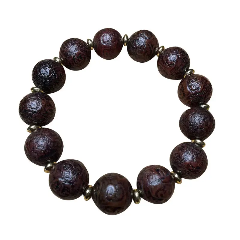 Xizang Old Agate 16mm Round Pattern Red Meat Beads Bracelet - Image 5