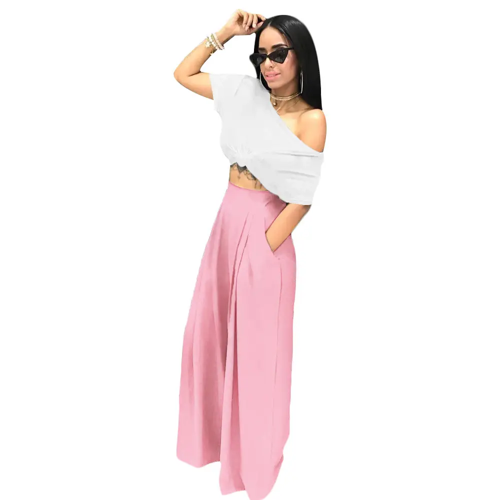 Purple Wide-leg Pants with Off-Shoulder Top for Women - Image 12