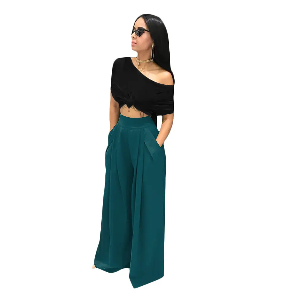Purple Wide-leg Pants with Off-Shoulder Top for Women - Image 10