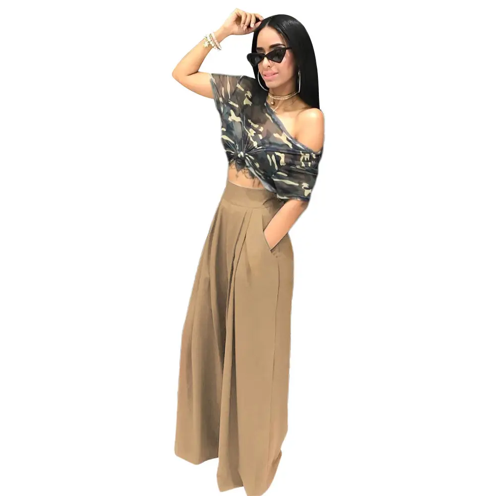 Purple Wide-leg Pants with Off-Shoulder Top for Women - Image 13