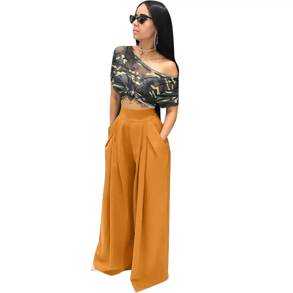 Purple Wide-leg Pants with Off-Shoulder Top for Women - Image 2