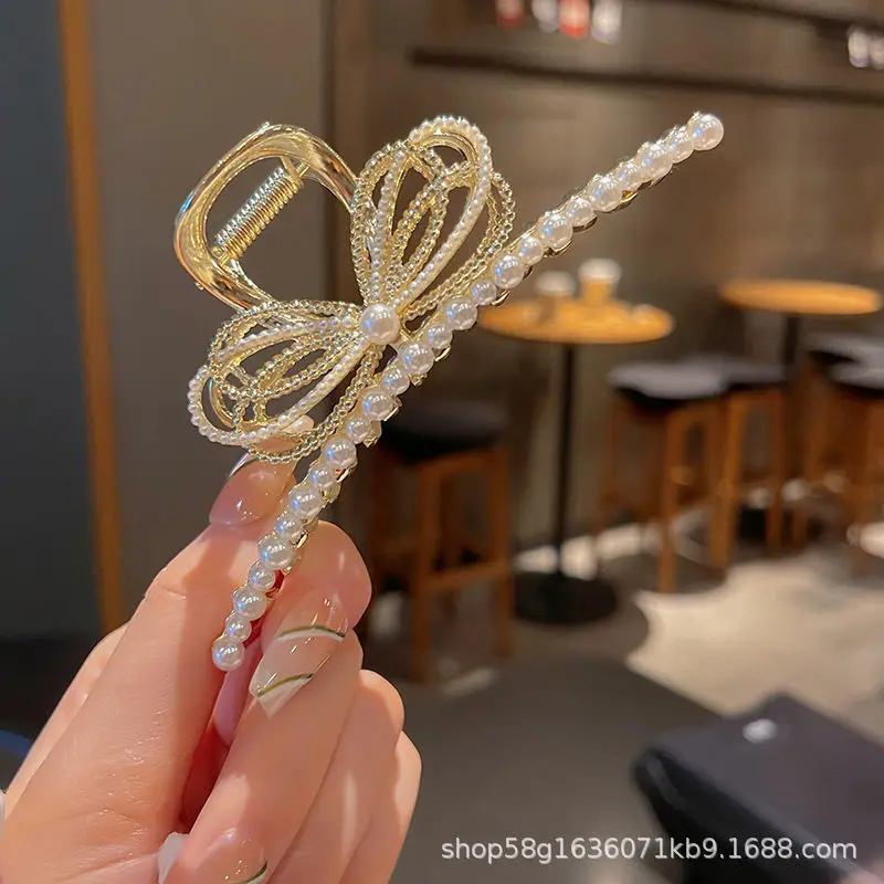 Elegant Shark Clip Hairpin with Pearl Beads - Image 53