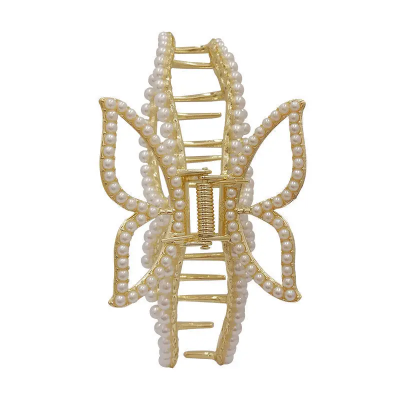 Elegant Shark Clip Hairpin with Pearl Beads - Image 54