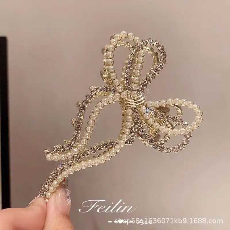 Elegant Shark Clip Hairpin with Pearl Beads - Image 43