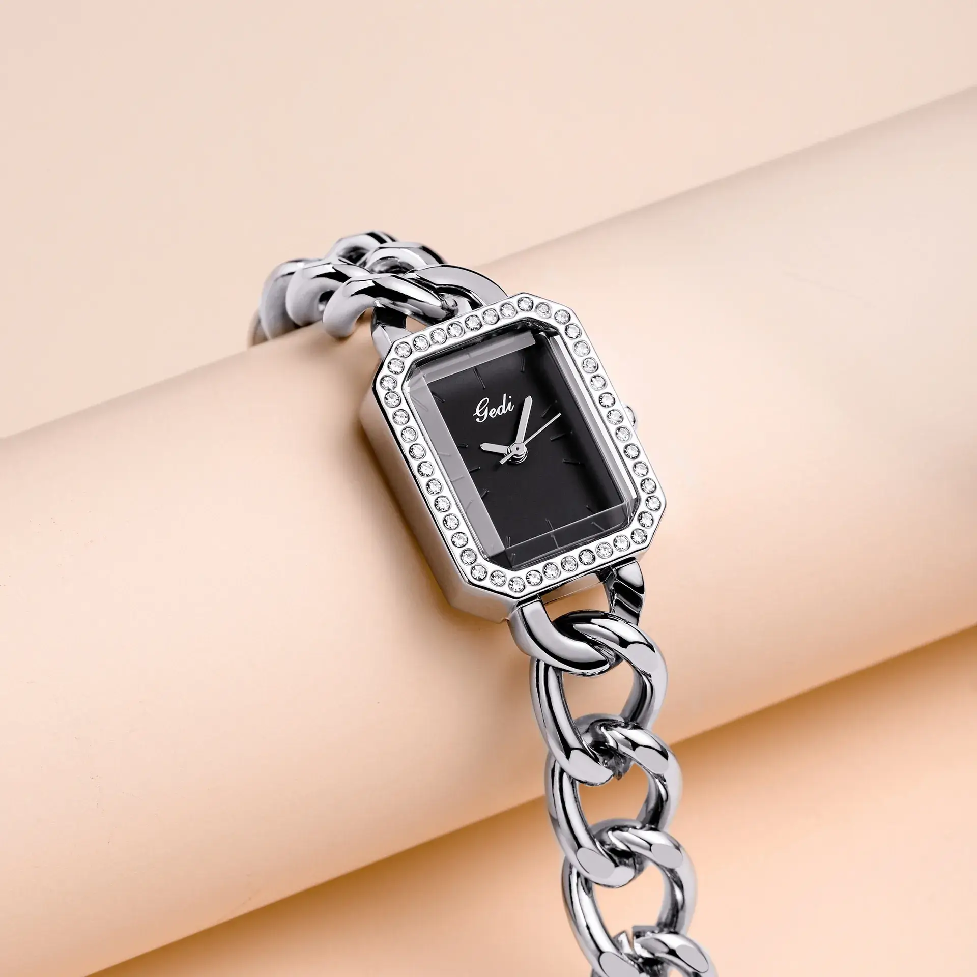 Goldie Light Luxury Women's Square Watch with Diamond Bracelet - Image 6