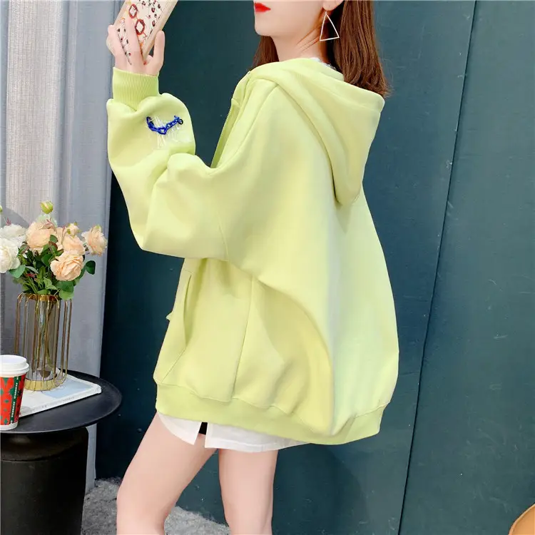 Women's Light Blue Zipper Coat Loose Tide Ins S/S