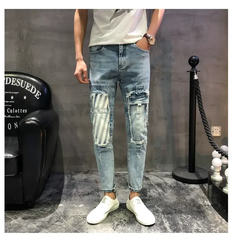 Men Vintage Denim Pants Slim Fit Stretch Ankle — feature 4