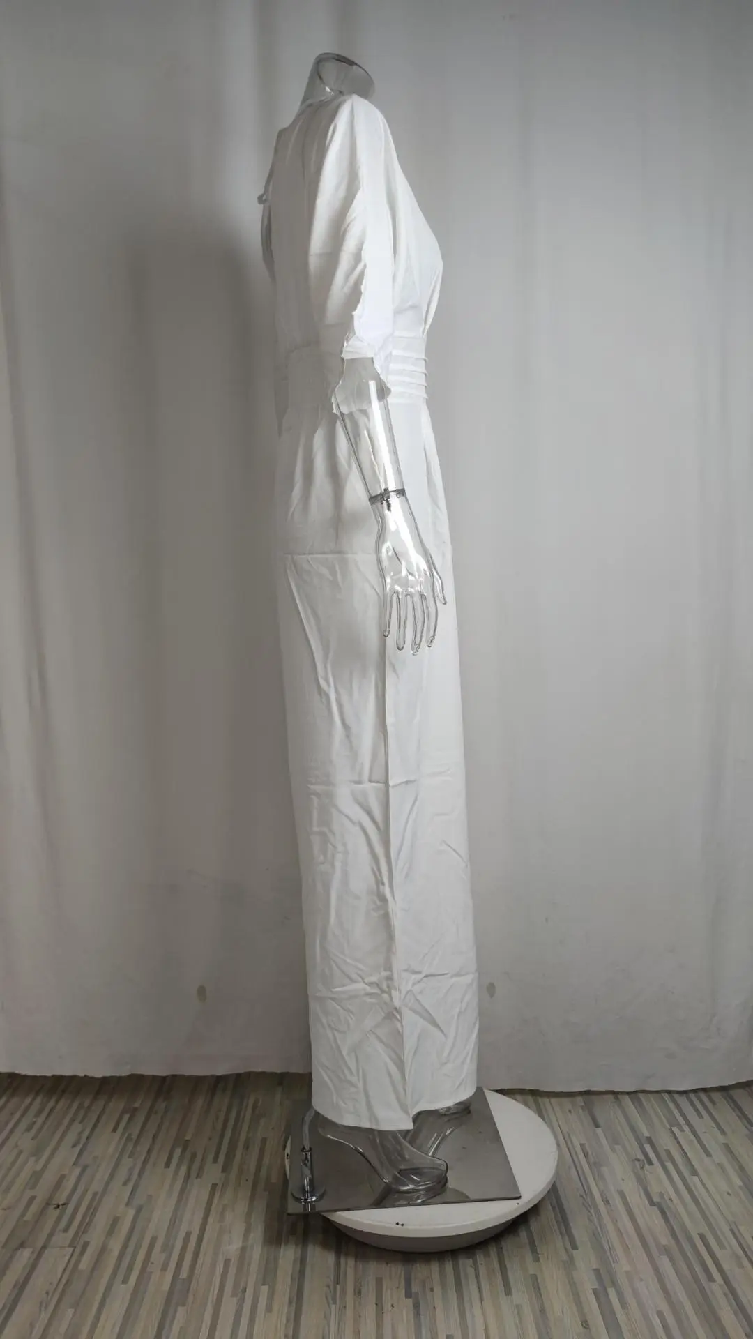2025 White Wide Leg V Neck Plus Size Jumpsuit — feature 42