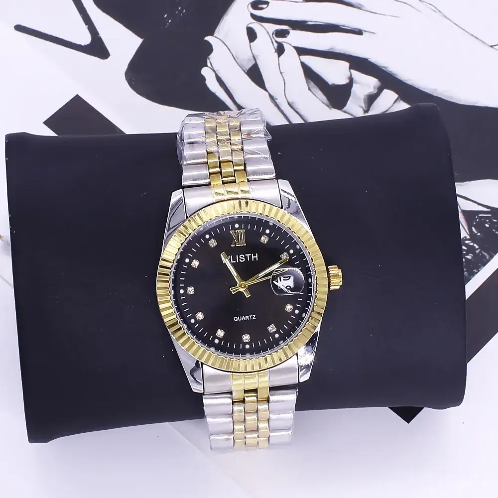 Men's Gold & Silver Quartz Watch with Calendar - Image 4