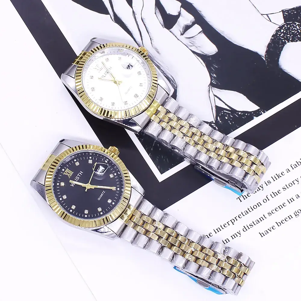 Men's Gold & Silver Quartz Watch with Calendar - Image 5