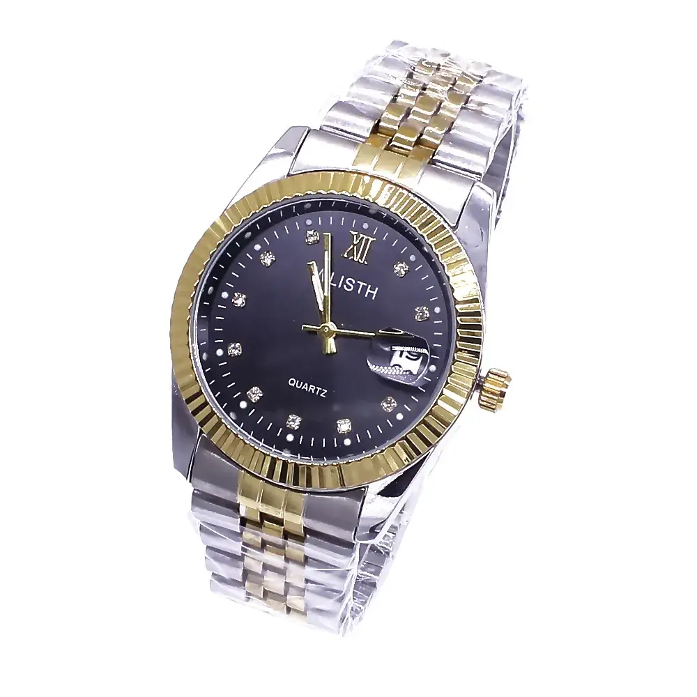 Men's Gold & Silver Quartz Watch with Calendar - Image 6