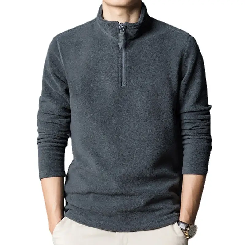 Men's Black Velvet Semi-High Collar Sweater