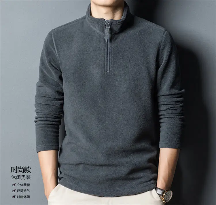 Men's Black Velvet Semi-High Collar Sweater — feature 33