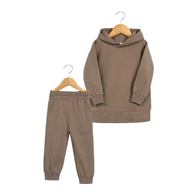 2025 Boys Spring Sweatpants Hoodie Set Brown - Image 3