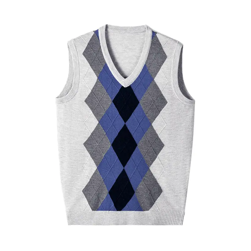 Men's Black V-Neck Knitted Sleeveless Vest - Image 6