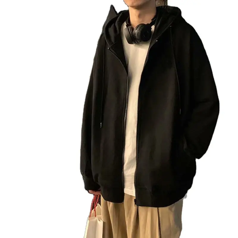 Men's Grey Hooded Hoodie Jacket All Season Loose Fit - Image 9