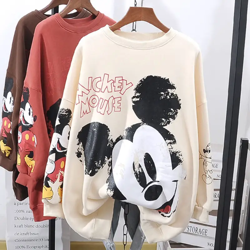 Women Hoodless Plush Sweatshirt Mickey Mouse Brown Winter 2025 — feature 3
