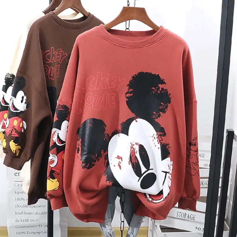 Women Hoodless Plush Sweatshirt Mickey Mouse Brown Winter 2025 — feature 4