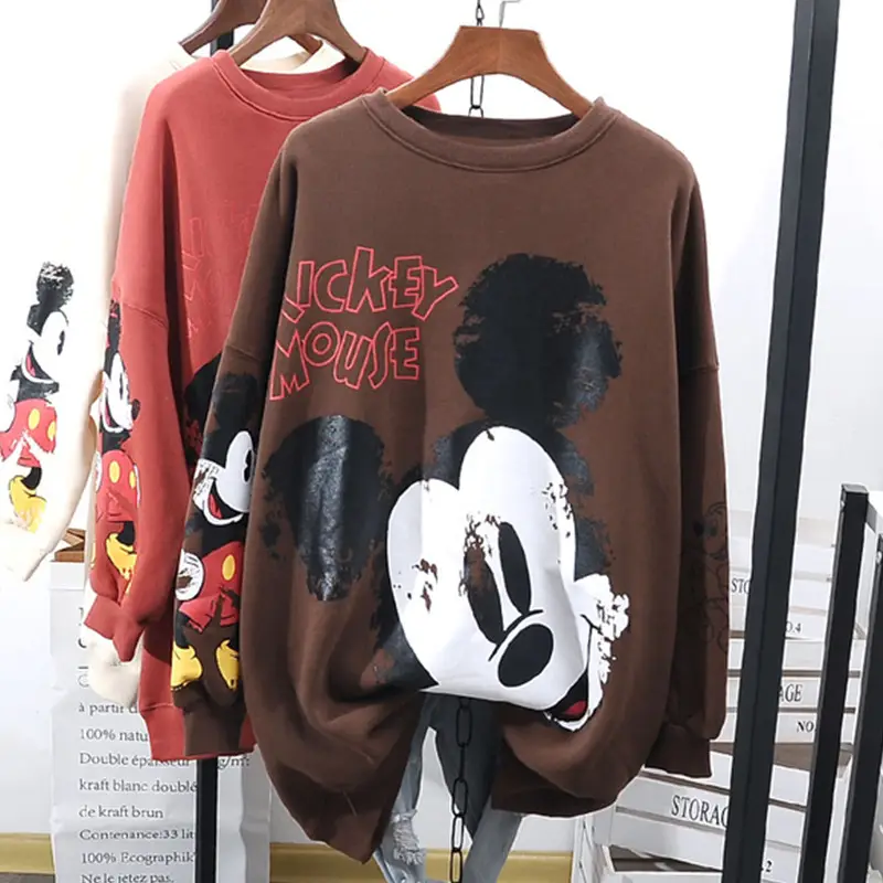 Women Hoodless Plush Sweatshirt Mickey Mouse Brown Winter 2025 — feature 5