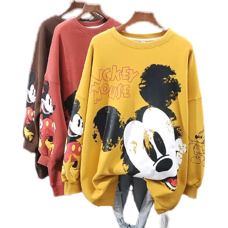 Women Hoodless Plush Sweatshirt Mickey Mouse Brown Winter 2025 — feature 6