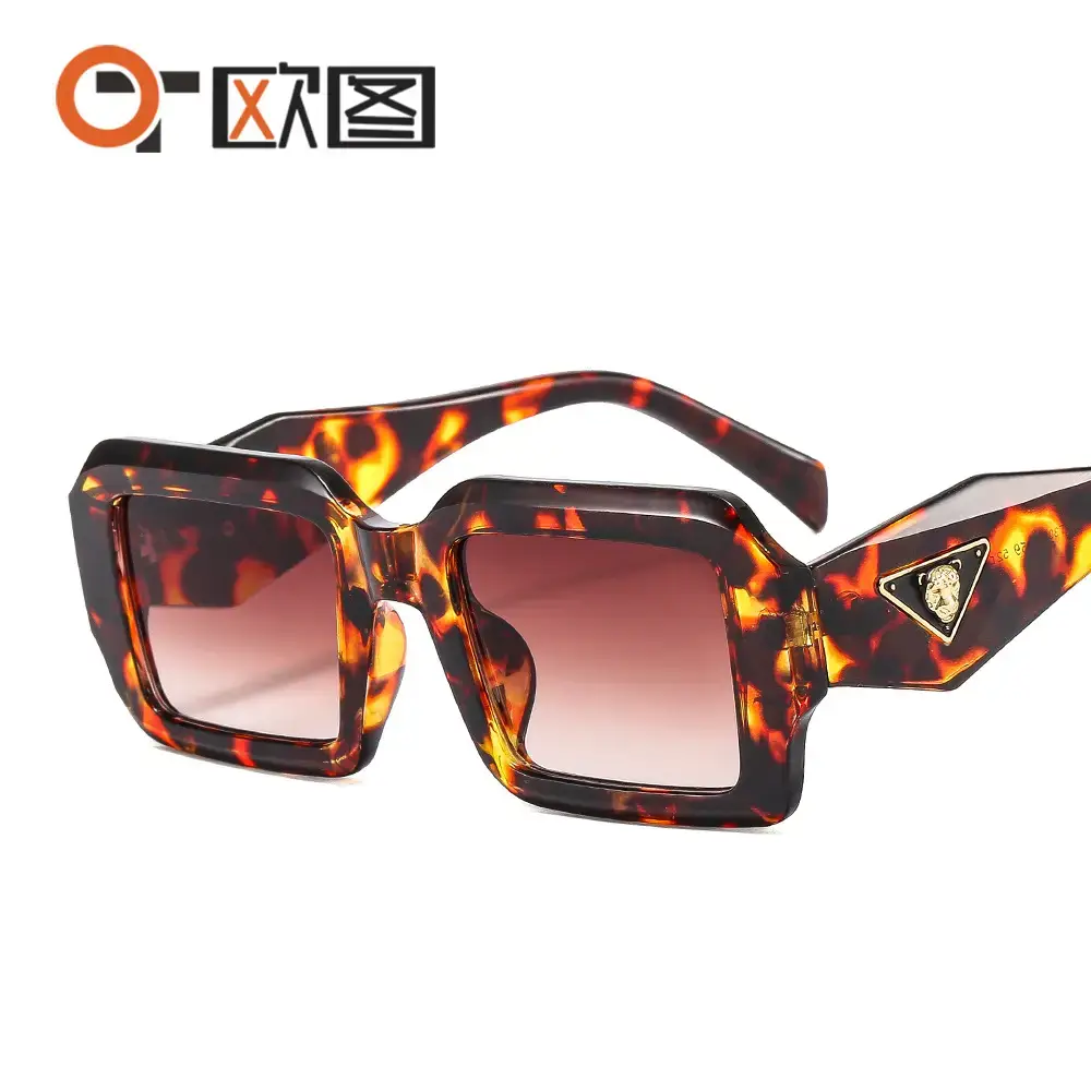 Leopard Head Sunglasses for Men Women Brown Tactured Design - Image 8