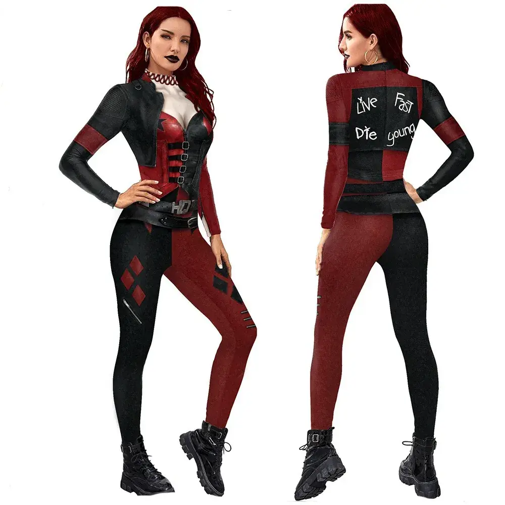 AliExpress Printed Cos Clown Female Jumpsuit Black Red Slim Fit - Image 2