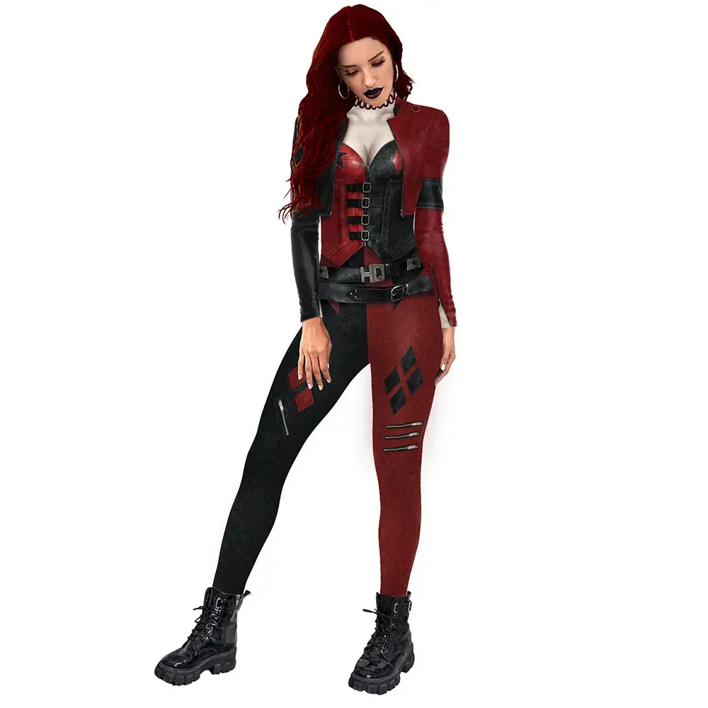 AliExpress Printed Cos Clown Female Jumpsuit Black Red Slim Fit - Image 5