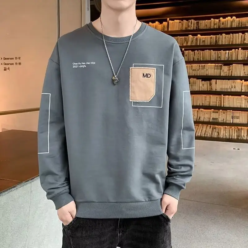 Men's White Long Sleeve T-Shirt Loose Fit 2022 - Image 5