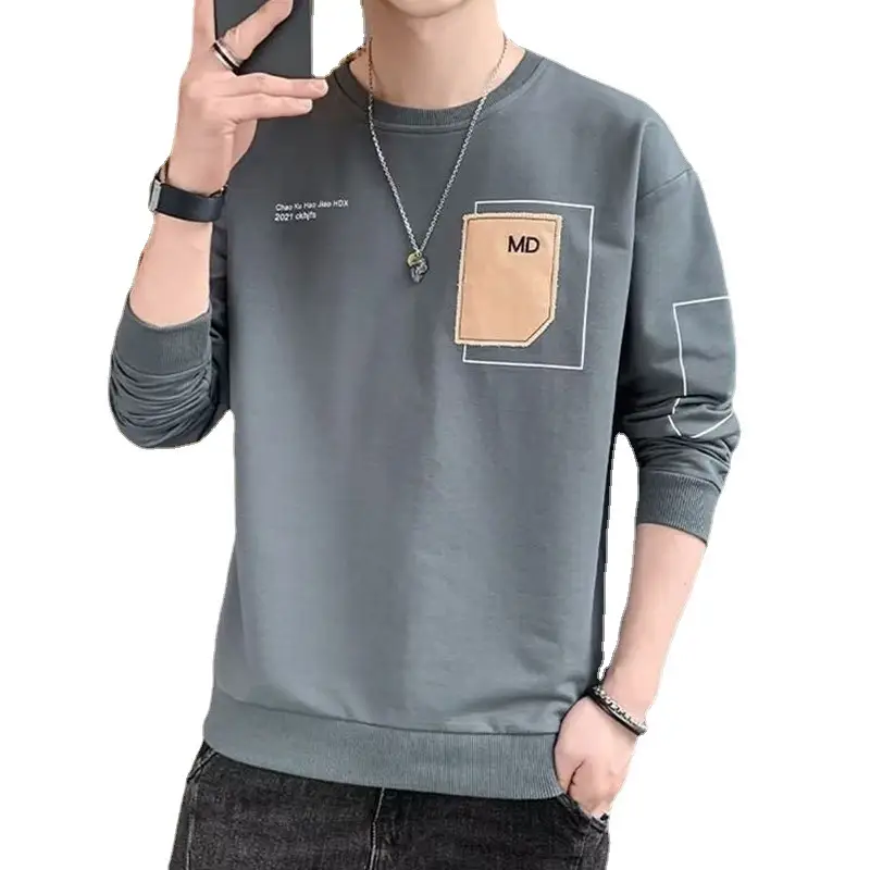 Men's White Long Sleeve T-Shirt Loose Fit 2022 - Image 7