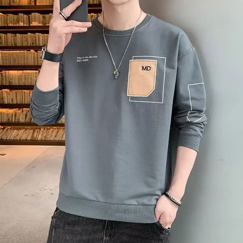 Men's White Long Sleeve T-Shirt Loose Fit 2022 - Image 3